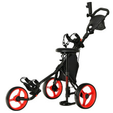 Verstellbarer 3-Rad-Golfwagen mit Sitz, Rot/Schwarz
