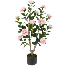Keinotekoinen kameliapuu kukilla, 90 cm, vaaleanpunainen