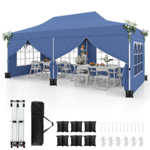 3 x 6 m Pop-Up-Überdachungszelt mit 6 Seitenwänden und Sandsäcken