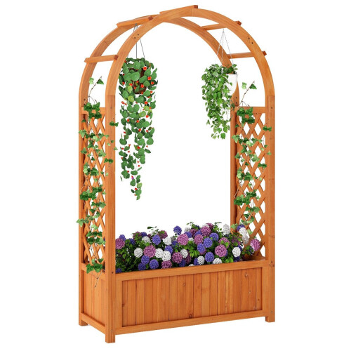 Hochbeet mit Spalier und Bogendach, 83x36x146 cm
