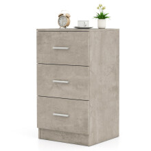 Nightstand with 3 Drawers, High Gloss, 37x34x66.5 cm, Cement Gray