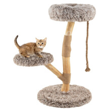 Kattetræ med 3 plysplatforme, jutestolper, 90 cm