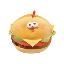 Dundun Jucărie de pluș cu burger de pui, drăguță, cu tematică alimentară, moale, de îmbrățișat (portocaliu - 15 inch)