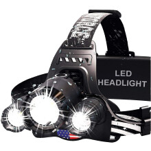 Wiederaufladbare LED-Stirnlampe per USB, 1080 Lumen, Rotlicht, Zoomfunktion, IPX54, kompatibel mit Schutzhelmen, für Camping und Outdoor-Aktivitäten