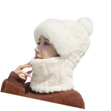 Warme Strickmütze mit Schal und Gesichtsschutz, flauschige Pullovermütze für Outdoor-Sportarten wie Skifahren, Wandern und Camping –