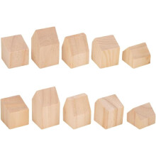 10 unbehandelte Burlywood-Holzklötze in Hausform für DIY-Bastelarbeiten, Bemalung und Weihnachtsdekoration – Kompatibel mit handelsüblichem