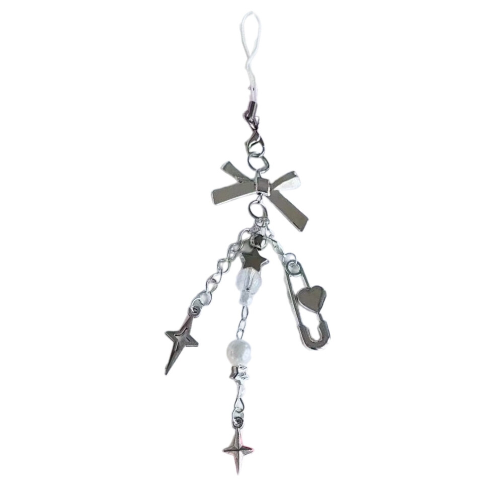 Stylish Bowknot Phone Chain Heart Charm Pendant Keychain Cute Backpack Decoration For Key Bag Phone Lanyard 9340959178353