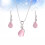 Set di gioielli con collana e orecchini a goccia con strass rosa1Set 1