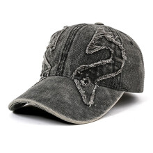 Justerbar snapback-keps i sliten denim med unisexmönster