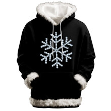 Unisex-Hoodie mit Schneeflockenmuster, flauschiger Besatz, lockere Passform
