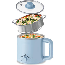 Electric Hot Pot with Steamer (1.6L), Compatible with Ramen, Pasta, Shabu-Shabu, Oatmeal, Soup & Eggs, Dual Power Control, Portable, Dorm-Friendly,