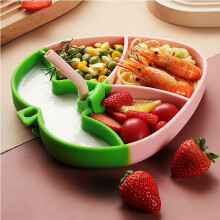 Assiettes plates en silicone, ensemble de 4 pièces, motif fraise, qualité alimentaire, assiettes roses pour buffet
