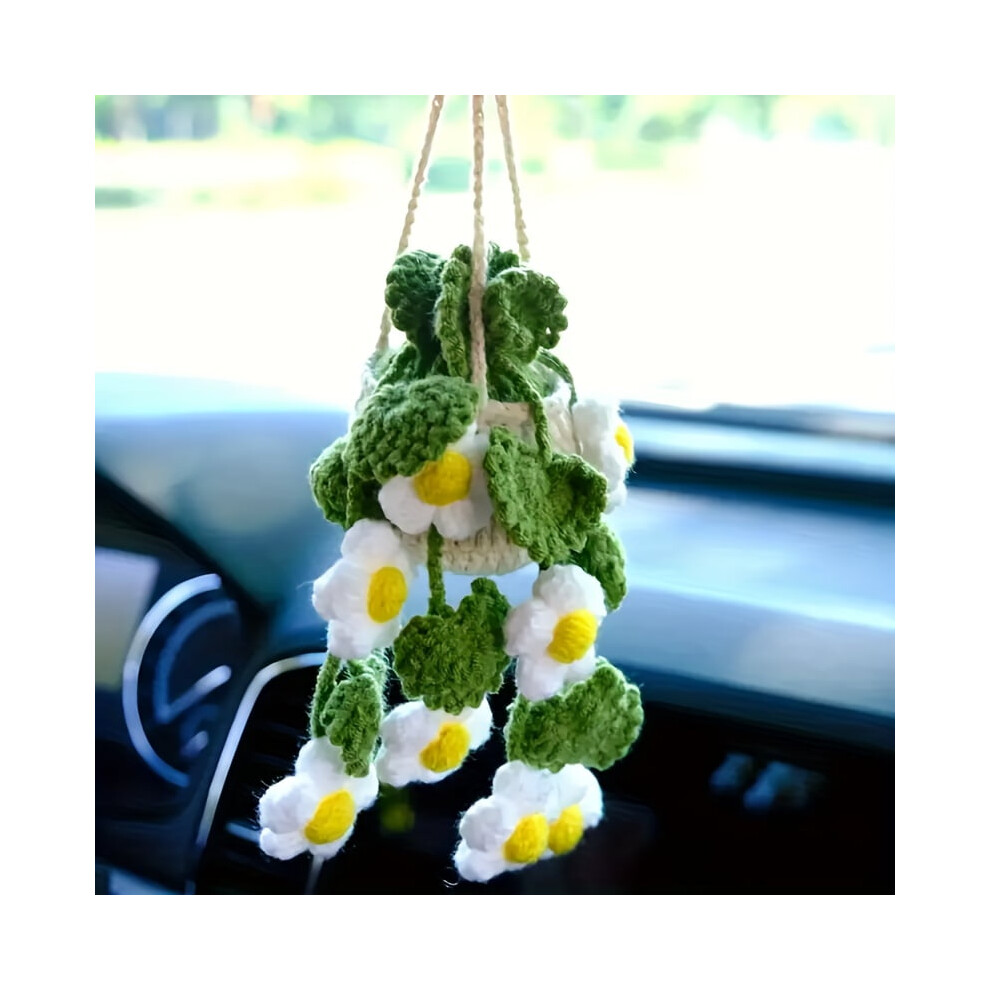 Handmade Strawberry Car Rearview Mirror Ornament Â Strawberries & Leaves, No Drilling, Adjustable Cord, Compatible With All Cars Red/Green 9193271006718
