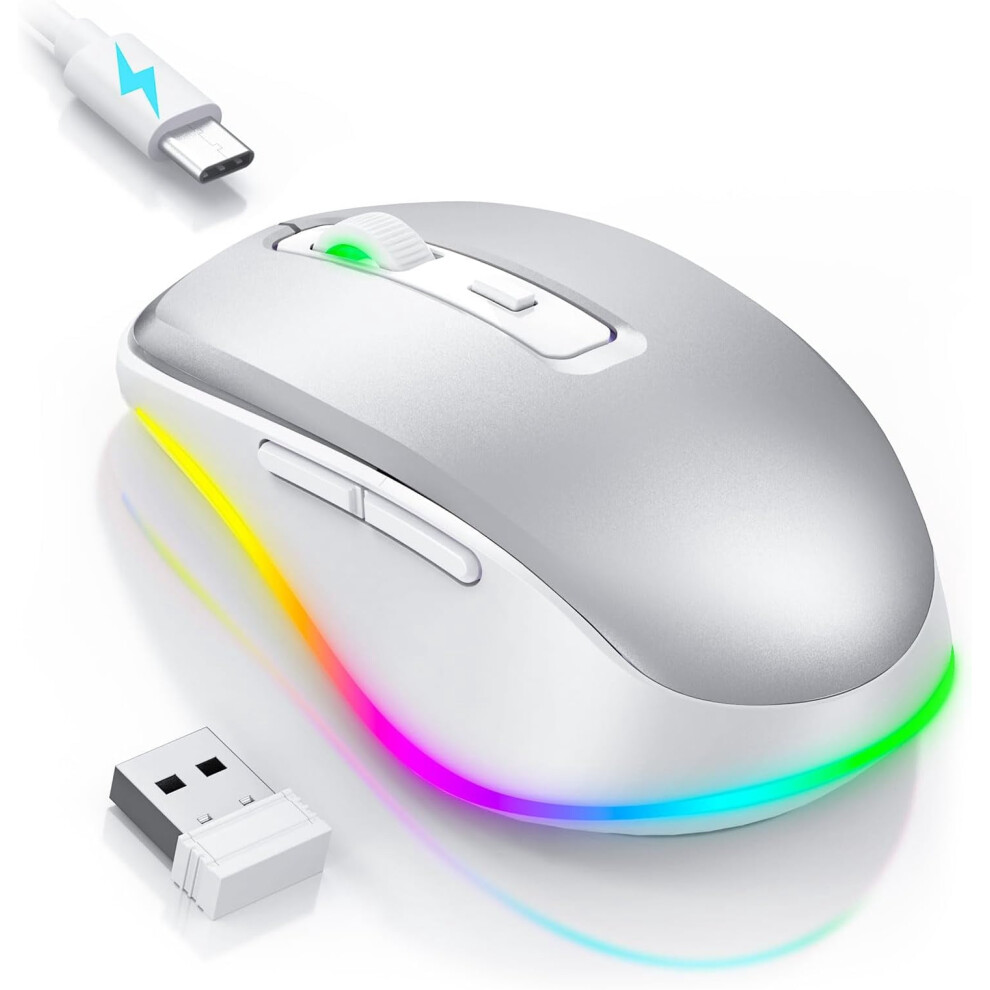 Jiggler - Led Mice With Build-In Mover, Rechargeable Moving For Laptop With Undetectable Random Movement Keeps Computers Awake - Light 9340959179053