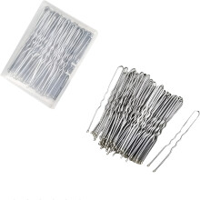 50 pcs U Shaped Hair Pins for Women and Girls with Storage Box (Silver)