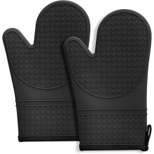 Gants de cuisine en silicone, résistants à la chaleur jusqu'à 260 C (500 F), lot de 2, 29,5 cm (11,6 pouces), sans BPA, antidérapants,