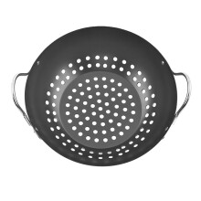 FRCOLOR grill wok Multi function Grill Wok Convenient Vegetable Basket Non stick Grill Basket Grilling Supply,12.2"X11.02"X3.66"