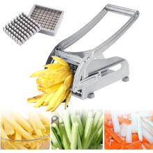Coupe-frites en acier inoxydable pour pommes de terre, carottes et concombres – Lames de 1/2" et 3/8", trancheuse manuelle (1 pièce)