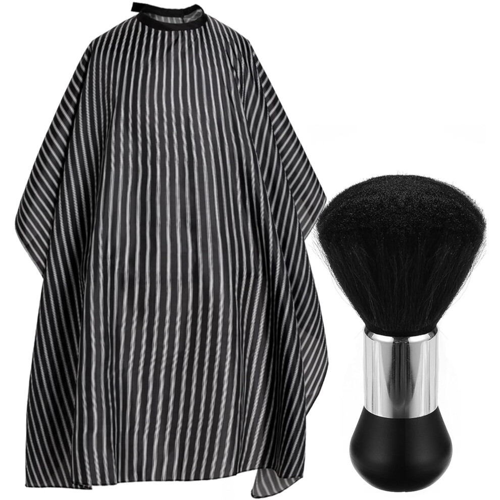 Professional Hair Cutting Cape with Neck Duster Brush, Salon Barber Cape, Hairdressing Accessories Black