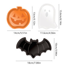 Halloween Party Serving Tray, Plastic Pumpkin Ghost Bat Themed Dessert Plates for Candy and Appetizers, Dishwasher Safe Holiday Party Supplies