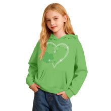 AWZXDE St. Patricks Day piger hættetrøje hyggelig afslappet sweatshirt med print og forlomme grøn, 13-14 år