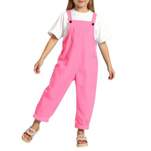 Macacão infantil unissex para meninos e meninas de 3 a 14 anos, cor sólida, calça comprida, modelo jardineira macia.