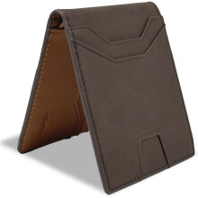 Slim RFID Blocking Wallets for Men Synthra(TM) Ultra Leather Bifold Minimalist Wallet 11 Cord Holder Thin Mens Wallet with Box (Brown+Light Brown)