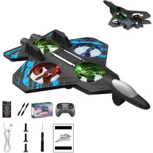 Helicóptero acrobático RC para crianças – Giros de 360, luzes LED, 2 baterias, azul; compatível com Sky Riders