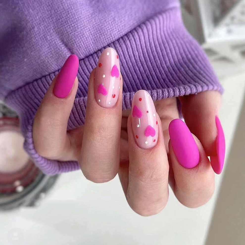 Nail Care Red Hearts Valentine's Day Nail Art 24PCS Nail Tips Finished False Nails Wearable Nail Patches