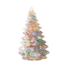 Mini-Weihnachtsbaumfigur aus Kunstharz mit Kristallsplittern, Tisch- und Kaminsimsdekoration, passend zur weihnachtlichen Wohnkultur
