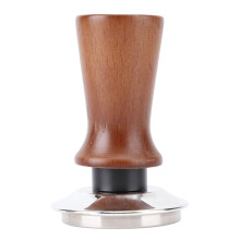 Tasseur à café calibré à ressort de 51 mm – Base en acier inoxydable, manche en bois, fond plat pour une utilisation en café et à domicile