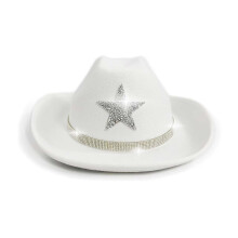 AWZXDE Sparkly Star Kids Hat Cowboy Hat For Kids Western Party Festival Sun Outdoor Play For Girls And Boys White