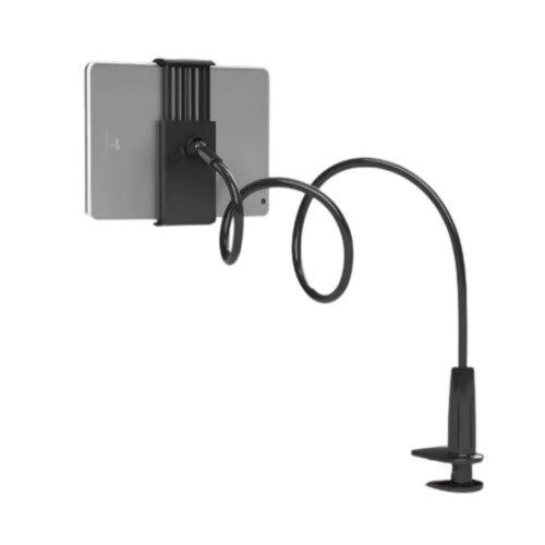 Flexible Arm Tablet Mount Holder for Bed Use with Double Clips for Secure Device Holding and Easy Adjustment