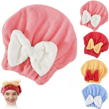 Super Absorbent Hair Towel Wrap,Cute Kitsch Microfiber Hair Towels Soft Bow Tie Wrap,Quick-Drying Thickened Hair Towels,Women Hair Accessories
