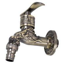 Universal Spout Wall Mount Tub Faucet with Vintage Dragon Style in Light Brown Finish