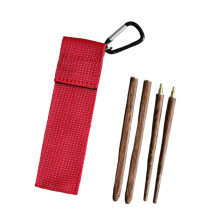 Reusable Foldable Detachable Travel Chopsticks with Storage Bag, Portable Wooden Brown