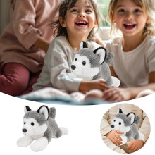 Lifelike Siberian Huskys Stuffed Animal - Plushs Toy - 13 Inches Length(Lay)