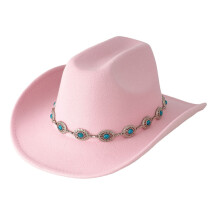 Western Cowboyhat Bred Skygge Turkis Kæde Unisex