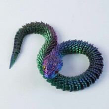 1PC PURPLE BLUE GREEN 40CM 3D printed viper handicraft ornaments, articulated viper egg