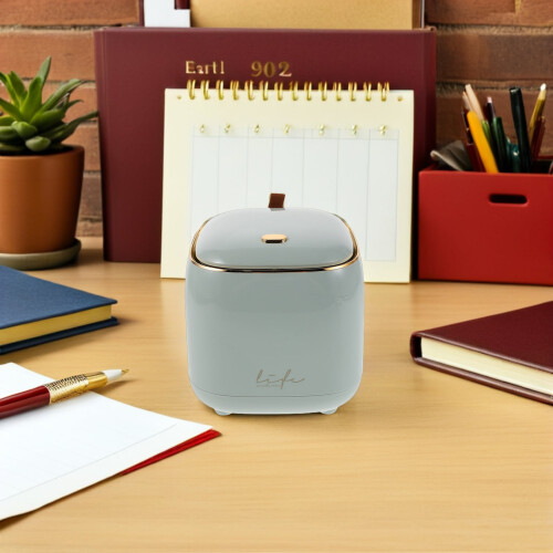 Desktop Trash Can with Press Lid Small Plastic Waste Basket for Home Office Use