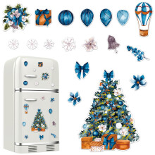 HomeKingdee Christmas Refrigerator Magnet Snowman Snowflake Fridge Magnetic Sticker Blue White Garage Magnet for Xmas Winter Metal Door Car Decor