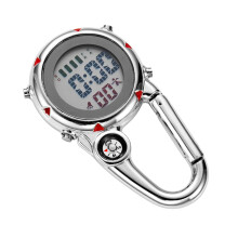 Milisten 1Pc Stainless Steel Clip on Quartz Watch Red with Date Alarm and Compass