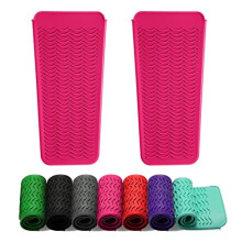 2 Pack Heat Resistant Silicone Mat Pouch for Flat Iron, Curling Iron,Hair Straightener,Hair Curling Wands,Hot Hair Tools (HOT Pink&HOT Pink)