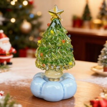 Drehbarer Keramik-Weihnachtsbaum – 8 cm (3,15 Zoll) Elegante Tischdekoration, festliches Dekorationselement für Zuhause, Kaminsims, Büro und
