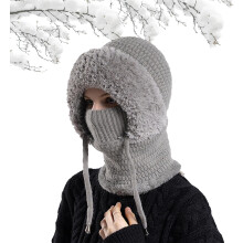 3 in 1 Beanie Hat with Scarf and Mask - Warm Knitted Beanie Hat,hat with Scarf Attached for Outdoor Skiing Hiking