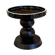 Portacandele in ceramica con bordo bianco e finitura nera lucida – Candeliere per aromaterapia con vassoio raccogli-cera per tavolo, mensola o