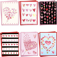 Valentines Cards with Envelopes 12 Heart Cards Blank Inside Gold Foil Embellishment