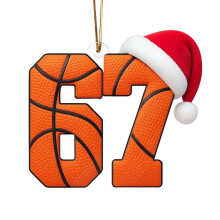 Décoration suspendue personnalisée Six Seven67 - Ornement sportif (football, baseball, volley-ball, basket-ball) - Cadeau de Noël amusant pour les