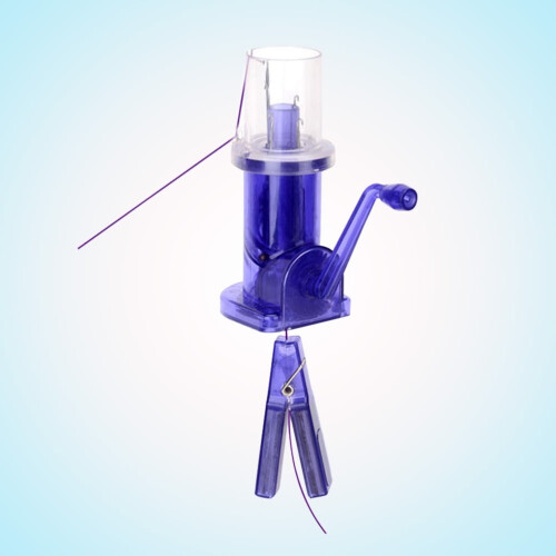 Blue Spool Knitting Tool for Durable Hand Braiding and Spiral Loop Knot Making