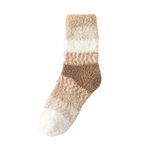 Women's Coral Velvet Socks Thick Cozy Home Socks with Cute Prints Non-Slip Winter Warm Mid-Crew Socks Khaki One Size